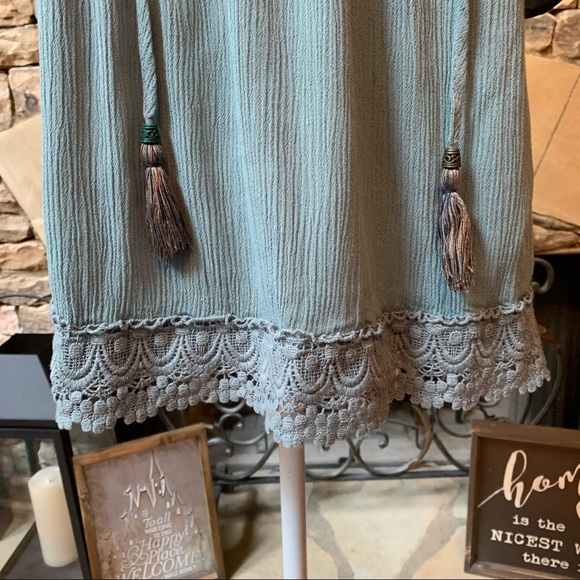 Knox Rose Boho Embroidered Tassel Tie Blouse Small - Picture 3 of 10